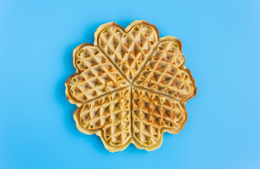 Full Piece Waffle on Blue Pastel Background Minimalist Style
