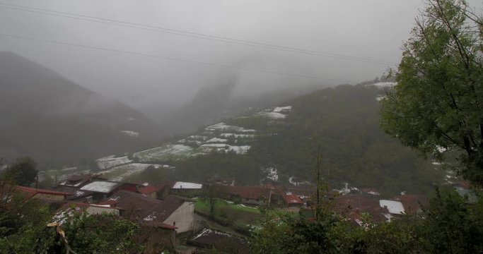 Time-lapse view of fog in the surroundings of Caleao, In Parque Natural de Redes, Asturias, Spain