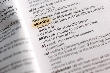 The word or phrase Akimbo in a dictionary.