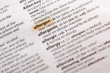 The word or phrase Allergen in a dictionary.