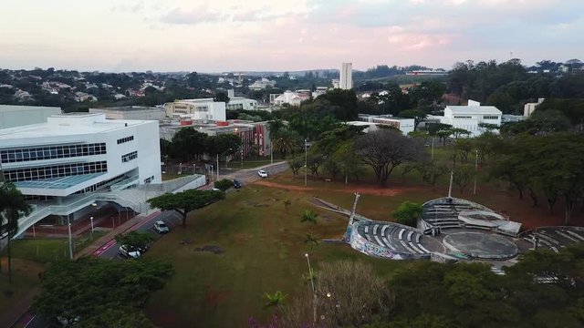 Evening cityscape of Sao Paulo state and Unicamp University of Campinas, Brazil
