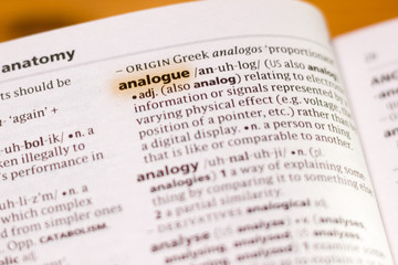 The word or phrase Analogue in a dictionary.