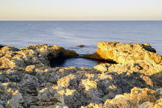 Natural swimming pool filled with sea water . Cup of love. Crimea