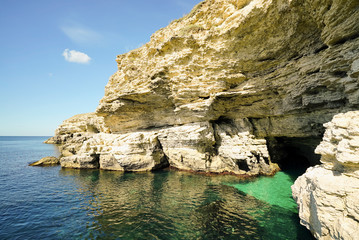 Fototapeta premium Grotto in the rock on the beach . Tarhankut. Crimea