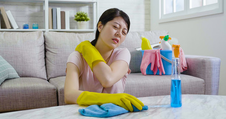 painful housewife overworked doing housework