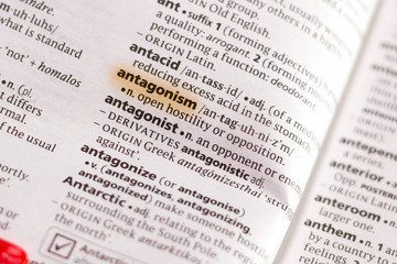 Fototapeta premium The word or phrase Antagonism in a dictionary.