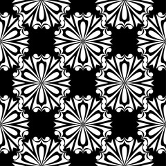 Black and white floral seamless pattern