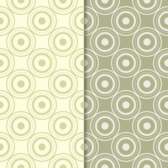 Fototapeta premium Olive green set of seamless geometric patterns