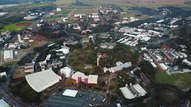 City of Sau Paulo and Unicamp university of Campinas, Brazil. Drone shot