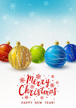 Christmas greeting card with color balls 2