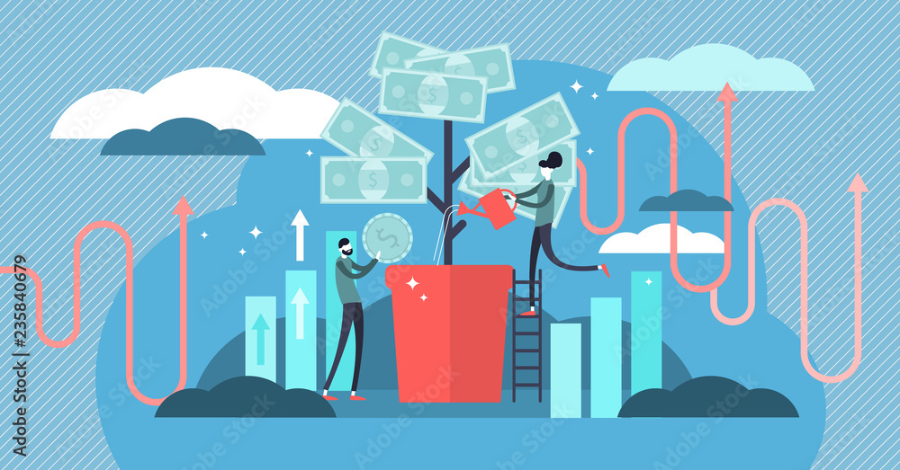 Wall mural investing vector illustration. deposit profit and wealth growing business.