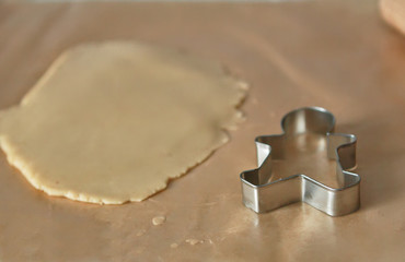 metal mold for ginger cookies and dough