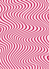 Fototapeta na wymiar Abstract vertical wavy geometric pattern. Vector texture with pink waves, stripes. Dynamical 3D effect, illusion of movement. Modern background.