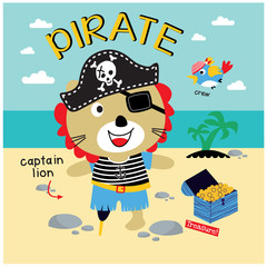 Vector cartoon of lion the pirate - 235842039