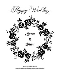wedding invitation card template with floral hand draw
