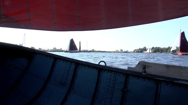sailing with classic boats on inhore water Friesland The Netherlands