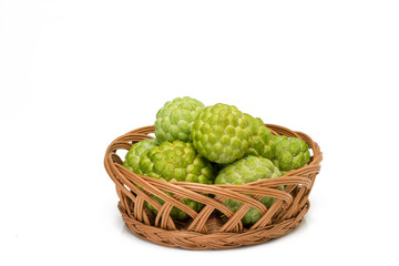 Custard apple isolated on white background Famous Asian noni fruit
