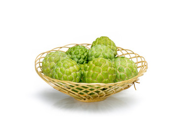 Custard apple isolated on white background Famous Asian noni fruit