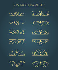 Set of vintage frames. Vector Illustration.