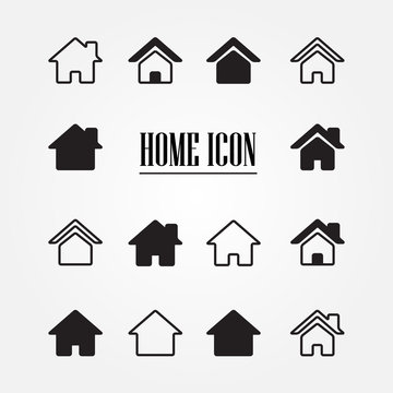 Set of home icon. Vector Illustration.