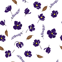 Floral seamless pattern blooming colorful flowers Botanical  Motifs scattered random. Seamless vector texture. Elegant template for fashion prints.