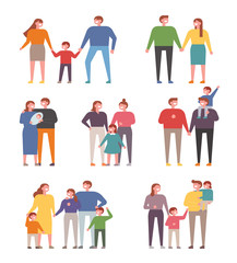 Family character set of various members. flat design style vector graphic illustration.
