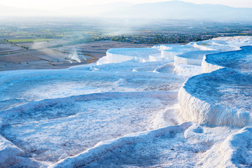 White terraces with turquoise thermal water pools - Pamukkale