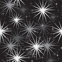 Seamless vector pattern with stars on black .