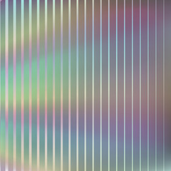 Holographic foil texture effect background. Vector iridescent gradient pattern. Metal hologram striped template for cover, brochure, invitation design.
