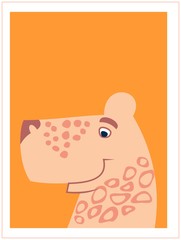 Cute African animal. Stylized image. Character. Poster, poster, place for text, calendar sheet. Illustration. Vector illustration isolated.