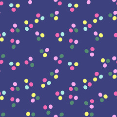 Hand drawn vector seamless pattern in retro memphis style. 80s disco style ornament in bright colors for fabric, wrapping paper, and your designs.