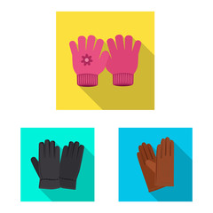Vector design of glove and winter sign. Set of glove and equipment vector icon for stock.