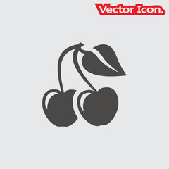 Cherries icon isolated sign symbol and flat style for app, web and digital design. Vector illustration.