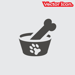 Dog bowl icon isolated sign symbol and flat style for app, web and digital design. Vector illustration.