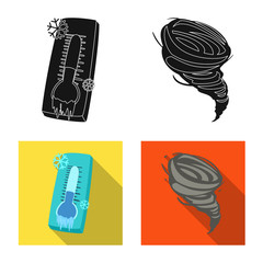 Isolated object of weather and climate sign. Set of weather and cloud stock vector illustration.