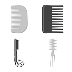 Isolated object of brush and hair symbol. Set of brush and hairbrush vector icon for stock.