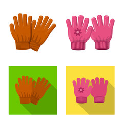 Fototapeta premium Vector design of glove and winter logo. Set of glove and equipment vector icon for stock.
