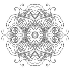 Vector template zentangle mandala for decorating greeting cards, coloring books, art therapy, anti stress, print for t-shirt and textile.
