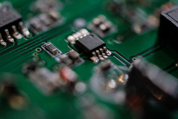 closeup of electronic circuit board 