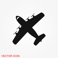 Plane icon on white background, airplane vector Illustration