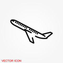 Plane icon on white background, airplane vector Illustration