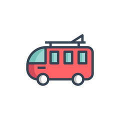 combi car icon vector with fill outline style. holiday icon