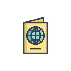 passport icon vector with fill outline style. holiday icon