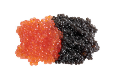 Fish caviar in a plate on a white background