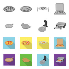 Vector illustration of pizza and food symbol. Collection of pizza and italy stock symbol for web.