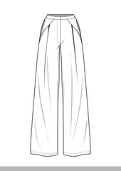 Pants fashion flat technical drawing template