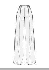 Pants fashion flat technical drawing template