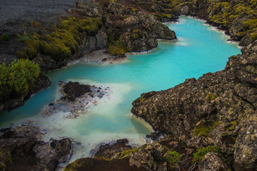 Blue geothermal lake
