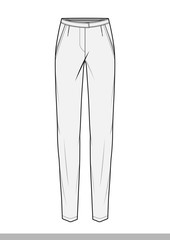 Pants fashion flat technical drawing template