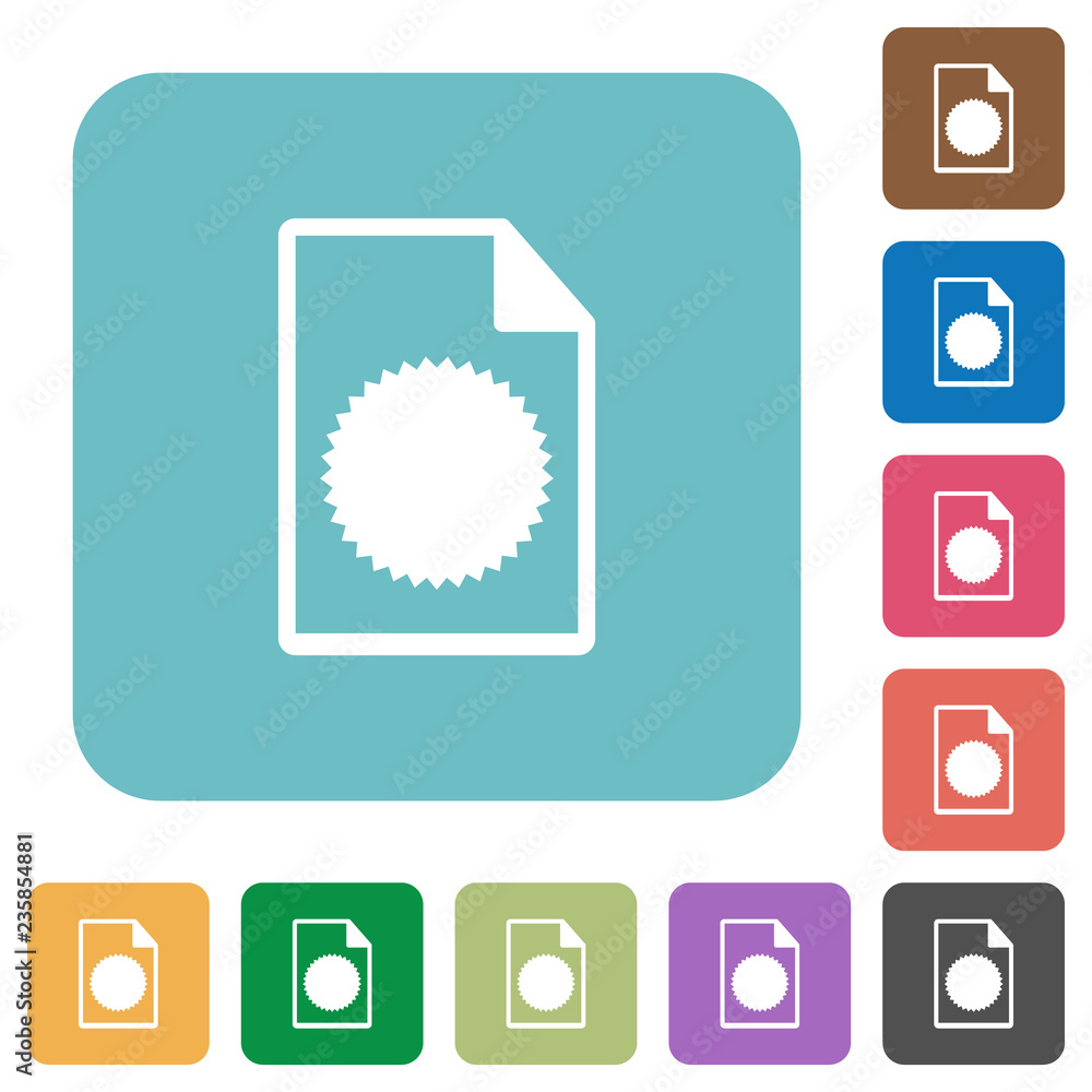 Poster certificate file rounded square flat icons